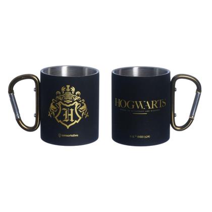 Imagem de Caneca Mosquetão Inox Harry Potter Hogwarts Brasão Xicara de 300ml Zona Criativa Geek Presente