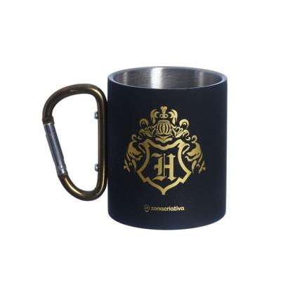 Imagem de Caneca Mosquetão Inox Harry Potter Hogwarts Brasão Xicara de 300ml Zona Criativa Geek Presente