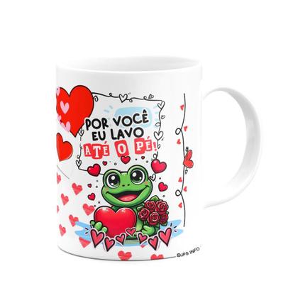 Imagem de Caneca Namorados - Por você eu lavo até o pé! Sapinhos