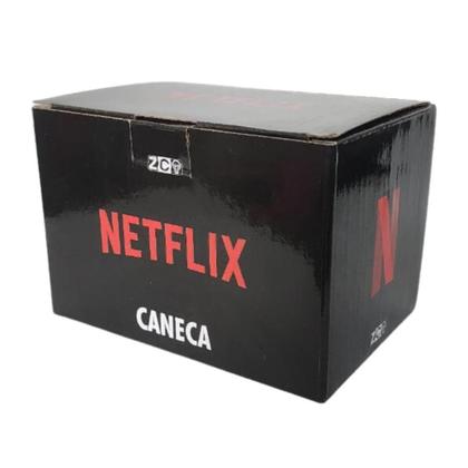 Imagem de Caneca Netflix Cubo 3D Quadrada Cerâmica Preta 300ML Oficial - Zona Criativa