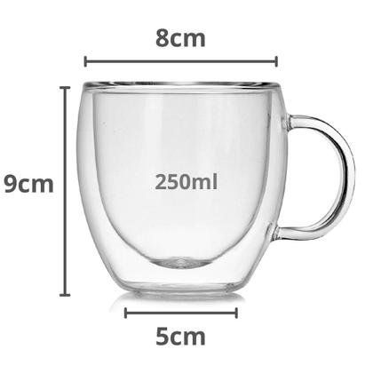 Imagem de Caneca Parede Dupla 250ml Xícara De vidro Duplo