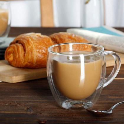 Imagem de Caneca Parede Dupla 250ml Xícara De vidro Duplo