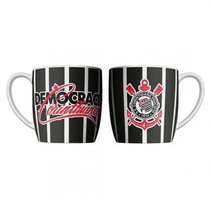 Imagem de Caneca Porcelana 360ml Copo Time de Futebol Corinthians Preto Resistente Café