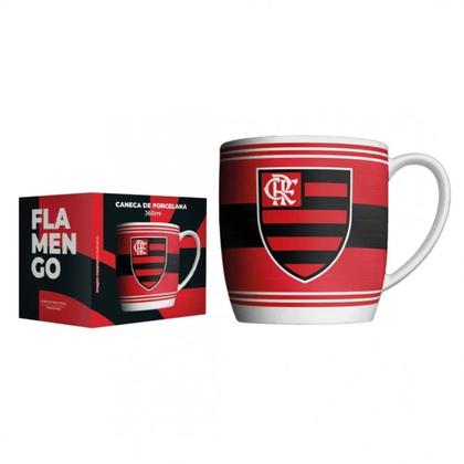 Imagem de Caneca Porcelana 360ml Copo Time de Futebol Flamengo Resistente Café