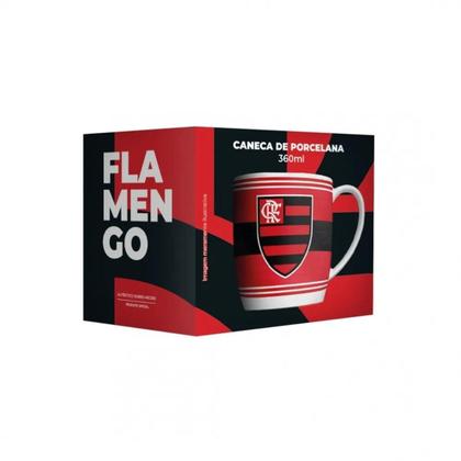 Imagem de Caneca Porcelana 360ml Copo Time de Futebol Flamengo Resistente Café