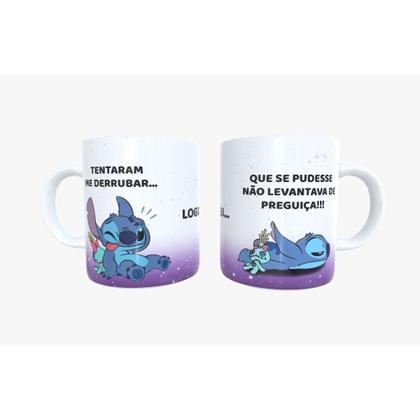 Imagem de Caneca Porcelana ou Plástica Personalizada Lilo Stich com ou sem café Diversos modelos
