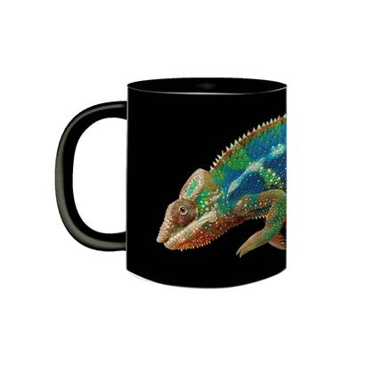 Imagem de Caneca Porcelana Preta Premium Animais Camaleão 325mL