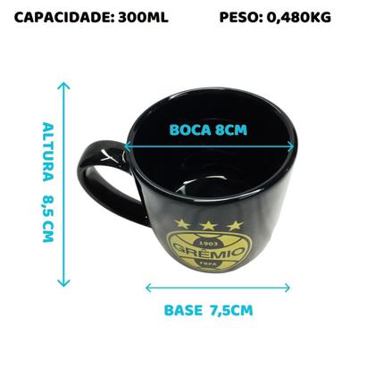 Imagem de Caneca Porcelana Xícara Preto Dourado Urban 300ml Serie Ouro Grêmio Oficial