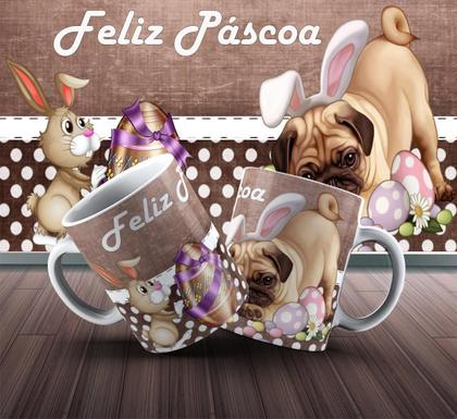 Imagem de Caneca Presente Porcelana 325Ml Tema Páscoa Cachorrinho 2