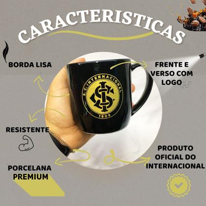 Imagem de Caneca Preta Xícara Porcelana Urban 300ml Café Time Internacional Serie Ouro Dourado Oficial