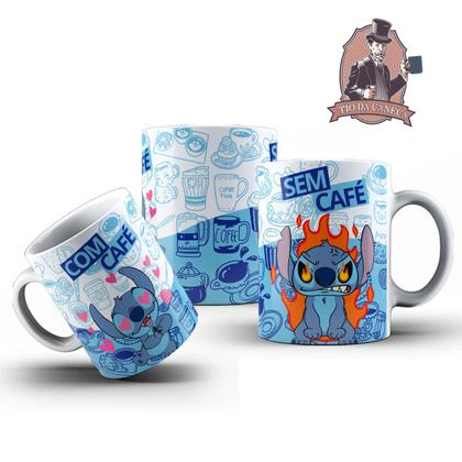 Imagem de Caneca Stitch com café sem café Porcelana Personalizada