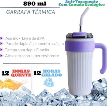 Caneca Térmica 860ml Com Alça Canudo e Bico - Anxin Imagem de Caneca Térmica 860ml Com Alça Canudo e Bico