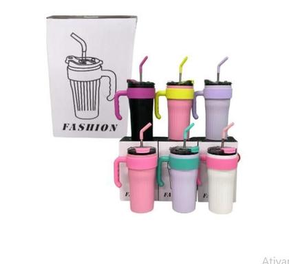 Caneca Térmica 860ml Com Alça Canudo e Bico - Anxin Imagem de Caneca Térmica 860ml Com Alça Canudo e Bico
