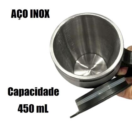 Imagem de Caneca Térmica C/ Tampa Aço Inox Bebidas Quentes Frias 450mL