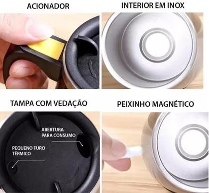 Imagem de Caneca Térmica Com Mixer Automático Magnético E Tampa 400 Ml
