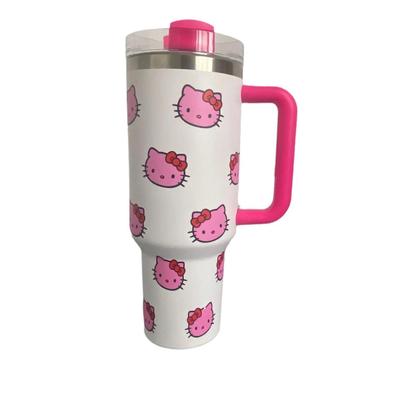 Imagem de Caneca Térmica De Aço Inoxidável Sanrio Hello Kitty De 40oz Com Alça E Canudo, Grande Capacidade