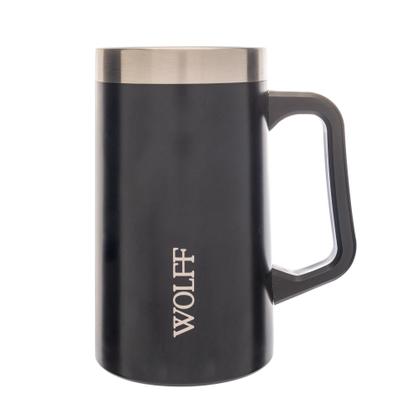 Imagem de Caneca Térmica Para Cerveja De Aço Inox Preta 500Ml - Wolff