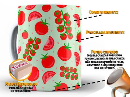 Imagem de Caneca Tomate Divertida Porcelana Xícara 325ml + Caixa Presente