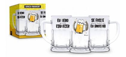 Imagem de Caneca Vidro 565ml Eu Bebo Para Esquecer Canecão Chopp Ideal