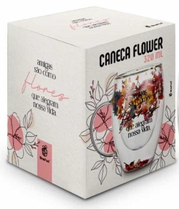 Imagem de Caneca Vidro Borossilicato Dupla 320 ML Flower sortidas Cor: Amigas São Flores
