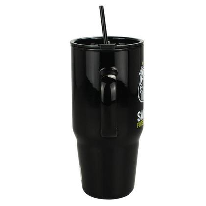 Imagem de Caneca Vidro Fosco Canudo E Tampa 1200ml Santos