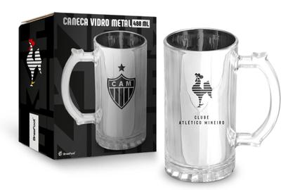 Imagem de Caneca vidro metalic times - atlético - brasfoot