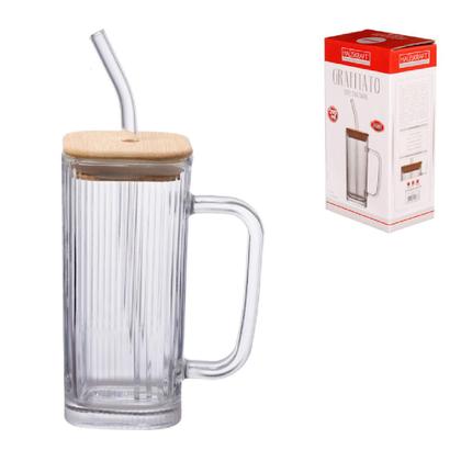 Caneca vidro tampa bambu canudo graffiato 290 ml hauskraft Imagem de Caneca vidro tampa bambu canudo graffiato 290 ml hauskraft
