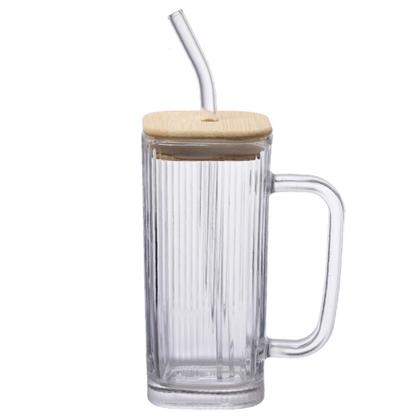 Caneca vidro tampa bambu canudo graffiato 290 ml hauskraft Imagem de Caneca vidro tampa bambu canudo graffiato 290 ml hauskraft