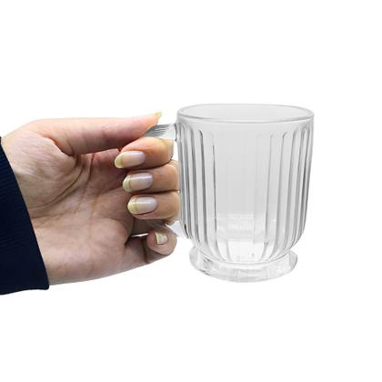 Imagem de Caneca Xicara De Vidro Canelada Alça Grafiatto Chá Café 200mL