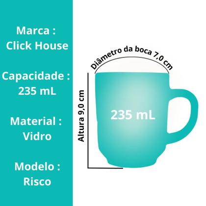 Imagem de Caneca Xícara De Vidro Transparente Para Cappuccino Expresso Café 235ml