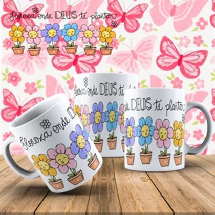 Imagem de Caneca Xícara Personalizada Frase Religiosa Floresça Onde Deus Te Plantou Saúde