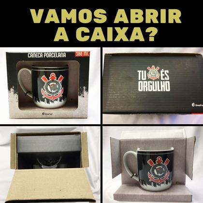 Imagem de Caneca Xicara Porcelana Preto Premium 300ml CaféTu És Orgulho Time Corinthians Oficial