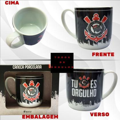 Imagem de Caneca Xicara Porcelana Preto Premium 300ml CaféTu És Orgulho Time Corinthians Oficial