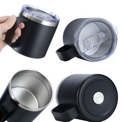 Imagem de Caneca Xícara Térmica Camada Dupla Em Aço Inox Com Tampa 350ML