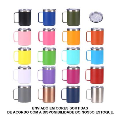 Imagem de Caneca Xícara Térmica Camada Dupla Em Aço Inox Com Tampa 350ML