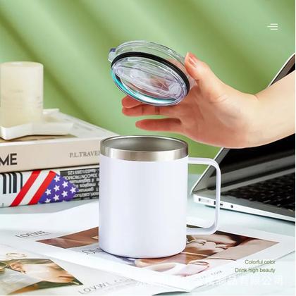 Imagem de Caneca Xícara Térmica Camada Dupla Em Aço Inox Com Tampa 350ML