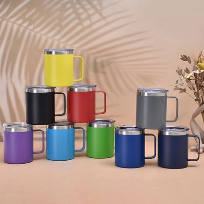 Imagem de Caneca Xícara Térmica Camada Dupla Em Aço Inox Com Tampa 350ML