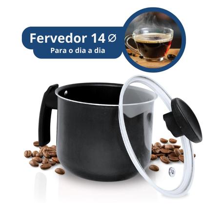 Imagem de CANECÃO LEITEIRA FERVEDOR ANTIADERENTE Nº 14 COM TAMPA DE VIDRO