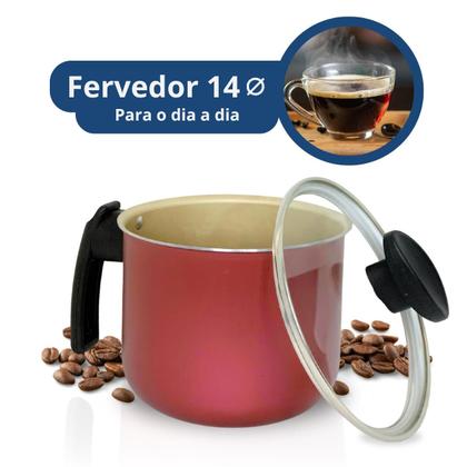 Imagem de CANECÃO LEITEIRA FERVEDOR ANTIADERENTE Nº 14 COM TAMPA DE VIDRO