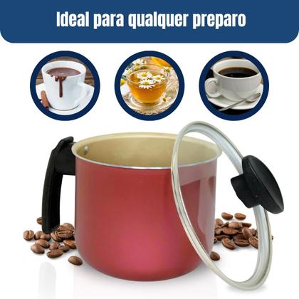 Imagem de CANECÃO LEITEIRA FERVEDOR ANTIADERENTE Nº 14 COM TAMPA DE VIDRO