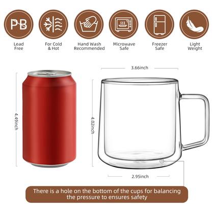 Imagem de Canecas de café de vidro CNGLASS Double Walled 450 ml (pacote com 4)