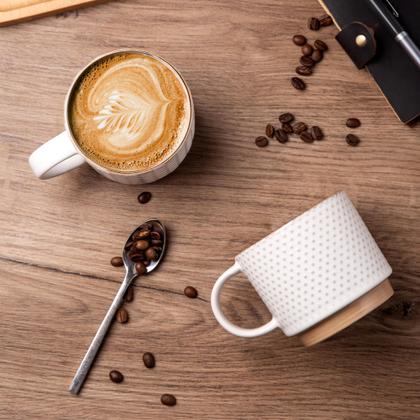 Imagem de Canecas de café GBHOME, cerâmica empilhável, 350 ml, conjunto de 4 com suporte