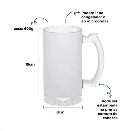 Imagem de Canecas De Chopp P/ Sublimação Vidro Jateada 460ml 12 Un