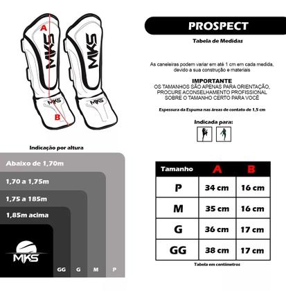 Imagem de Caneleira de Proteção Muay Thai Kickboxing Prospect Preta e Branca MKS