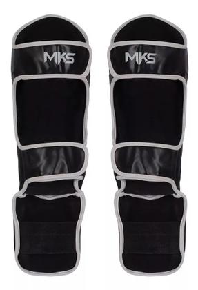 Imagem de Caneleira de Proteção Muay Thai Kickboxing Prospect Preta e Branca MKS