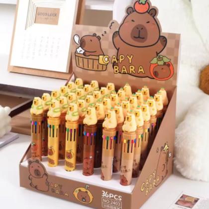 Imagem de Caneta 10 Cores Capivara Capybara Kawaii - Sortida