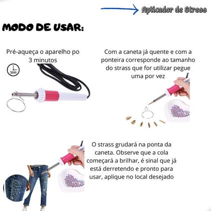 Imagem de Caneta Aplicadora De Strass Manual + 7 Ponteiras HotFix
