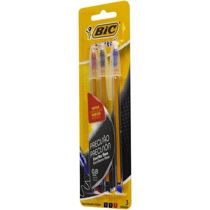 Imagem de Caneta BIC Esferográfica Fina 0.8MM Azul Preta e Vermelha COR da Tinta Colorida COR do Exterior Transparente