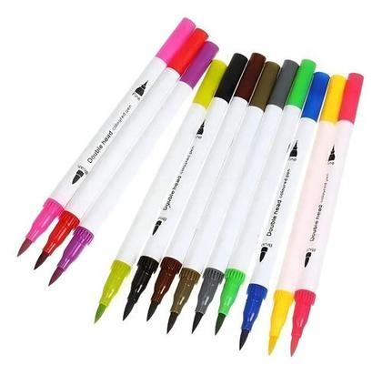 Imagem de Caneta Brush Pen 36 Cores Duas Pontas Pincel Fina Canetinha