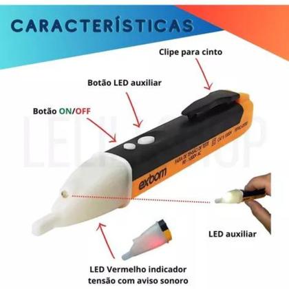 Imagem de Caneta Chave Tensão Energia Led Sonora Bip Tensão Voltímetro